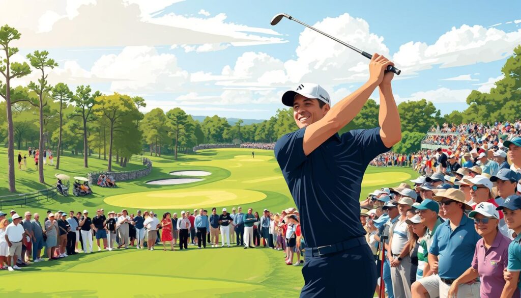 Image of Stephan Jaeger leading the 2025 Masters