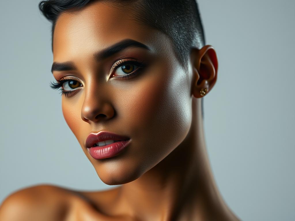 Cassie Ventura with her signature half-shaved hairstyle