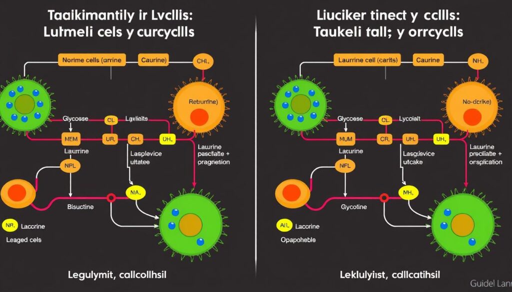 Comparison of glycolysis in normal cells versus leukemia cells with taurine influence Comparison of glycolysis in normal cells versus leukemia cells with taurine influence