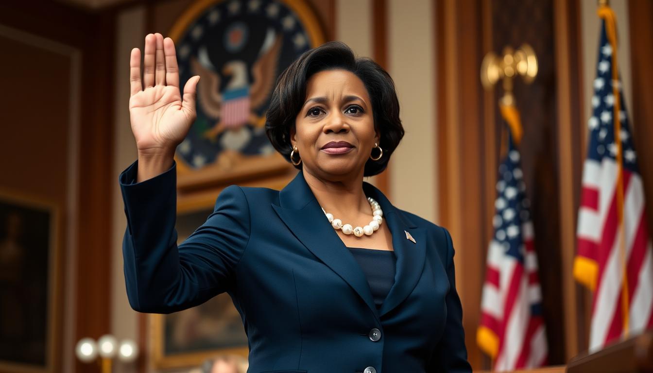 Congresswoman LaMonica McIver taking the oath of office in the United States Congress