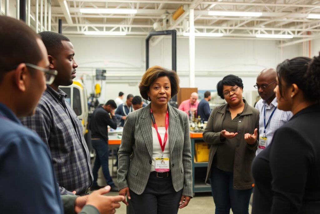 Congresswoman McIver visiting a vocational training program at a community college in her district Congresswoman McIver visiting a vocational training program at a community college in her district