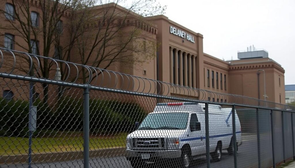 Delaney Hall immigration detention facility in Newark where the oversight incident occurred Delaney Hall immigration detention facility in Newark where the oversight incident occurred