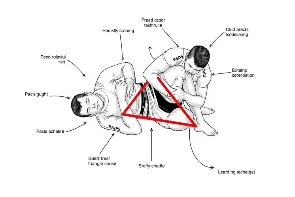 Diagram showing Paul Craig's triangle choke technique from guard position