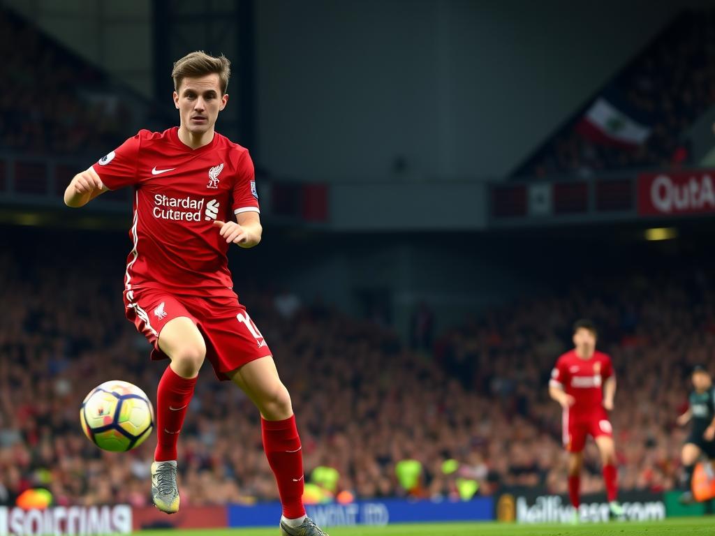 Dominik Szoboszlai controlling midfield for Liverpool in Premier League action Dominik Szoboszlai controlling midfield for Liverpool in Premier League action