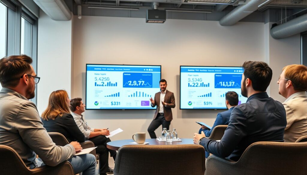 Entrepreneurs pitching to the Innovation and Entrepreneurship Academy venture fund committee Entrepreneurs pitching to the Innovation and Entrepreneurship Academy venture fund committee