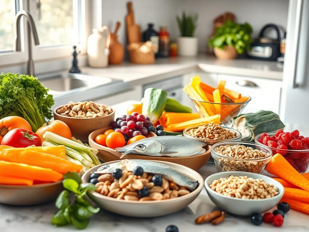 Healthy meal preparation with mood-boosting foods for mental health recovery