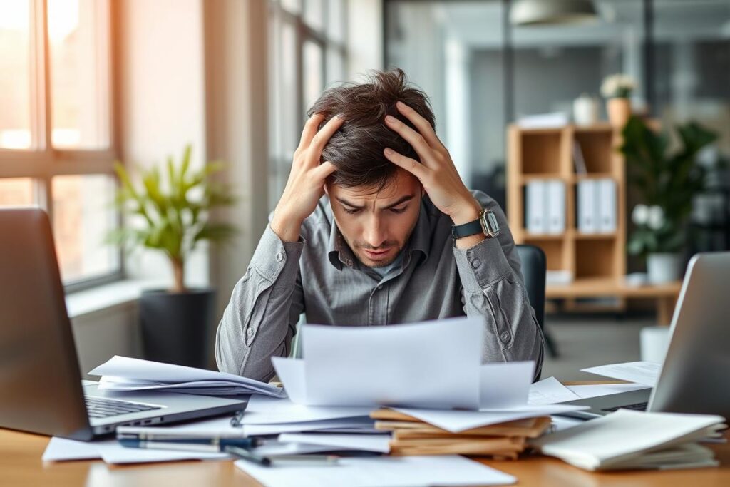 Person experiencing work stress as a common mental health challenge