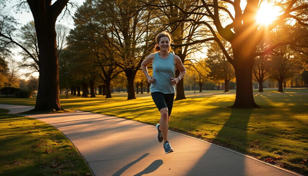 Person jogging outdoors as part of mental health recovery strategies
