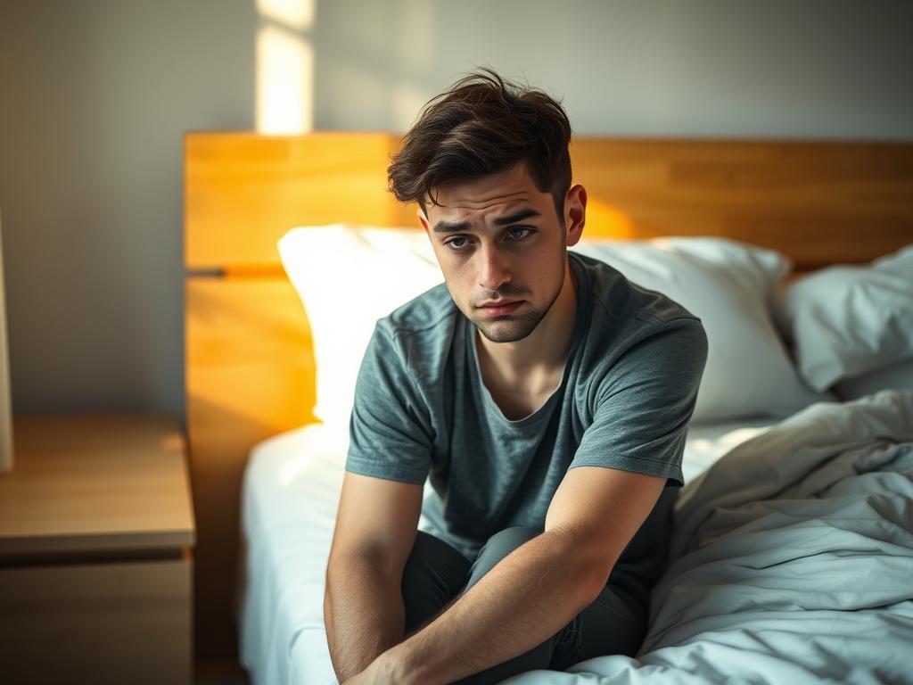 Person showing physical signs of mental health issues like fatigue and sleep problems Person showing physical signs of mental health issues like fatigue and sleep problems