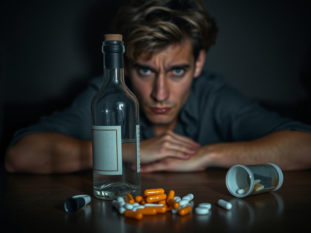 Person showing signs of substance use as a coping mechanism for mental health issues Person showing signs of substance use as a coping mechanism for mental health issues