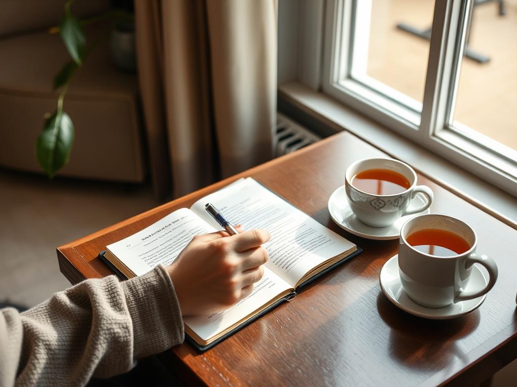 Person writing in a wellness journal as part of mental health recovery strategies
