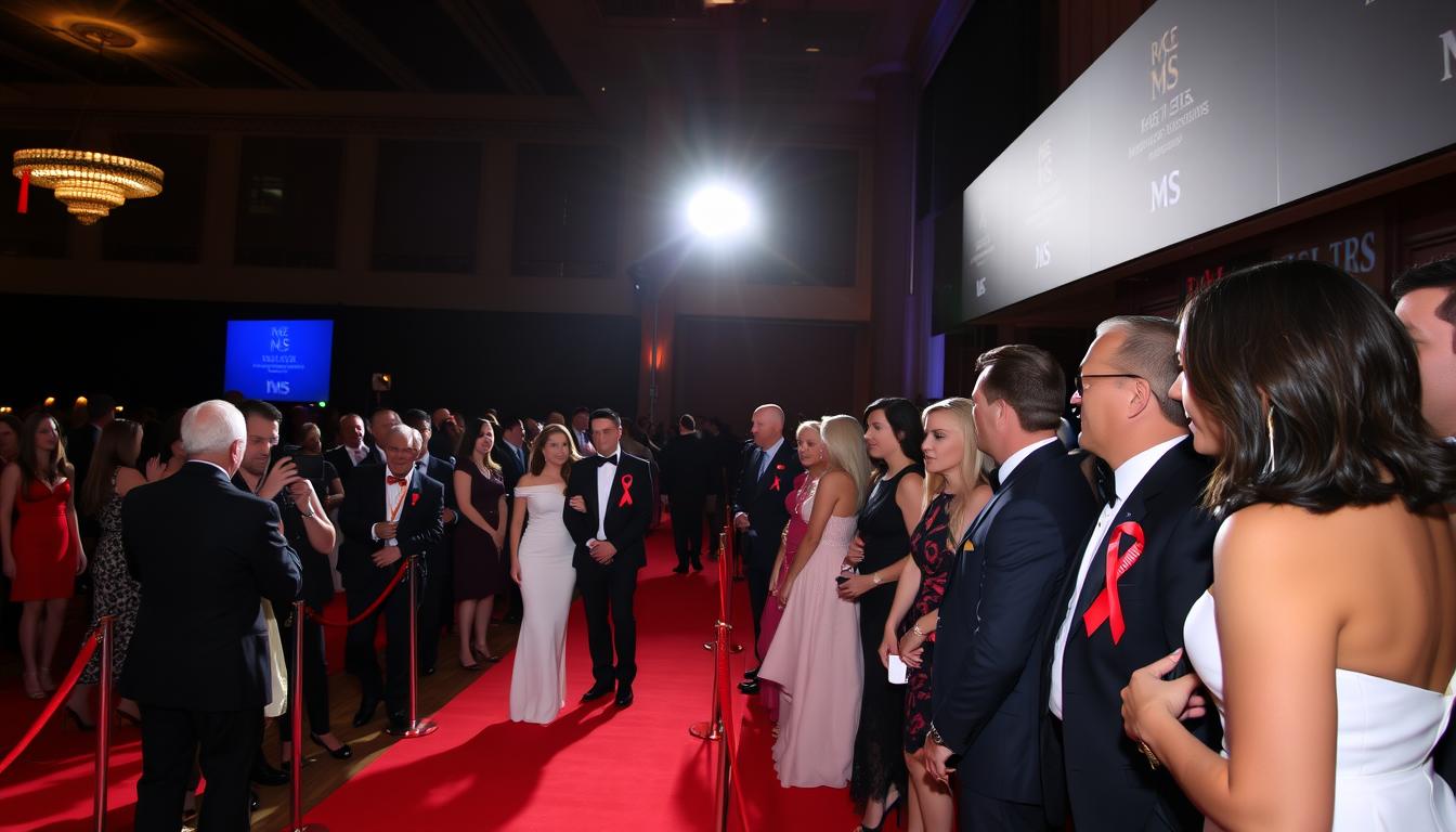 Race to Erase MS Gala red carpet with celebrities and supporters gathering to raise funds for multiple sclerosis research