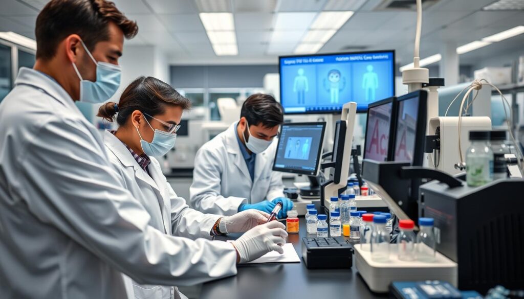Research scientists working on future COVID-19 vaccine development Research scientists working on future COVID-19 vaccine development