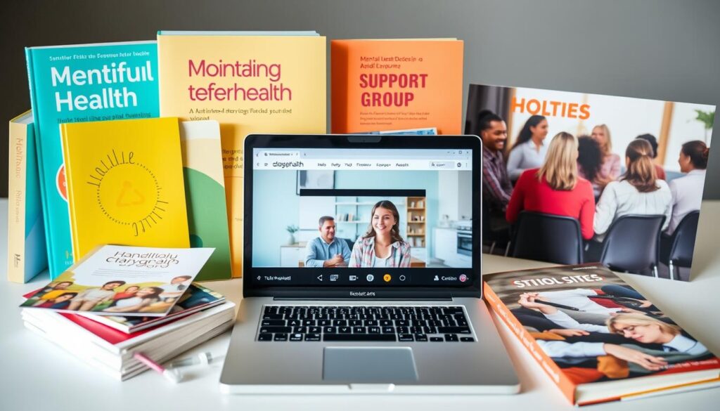 Various mental health resources including support groups and professional services Various mental health resources including support groups and professional services