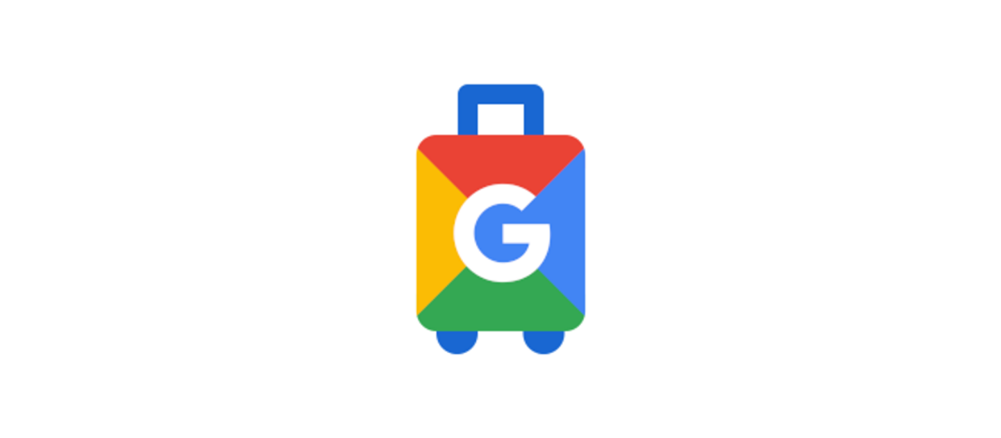 a colorful suitcase with a letter google travel