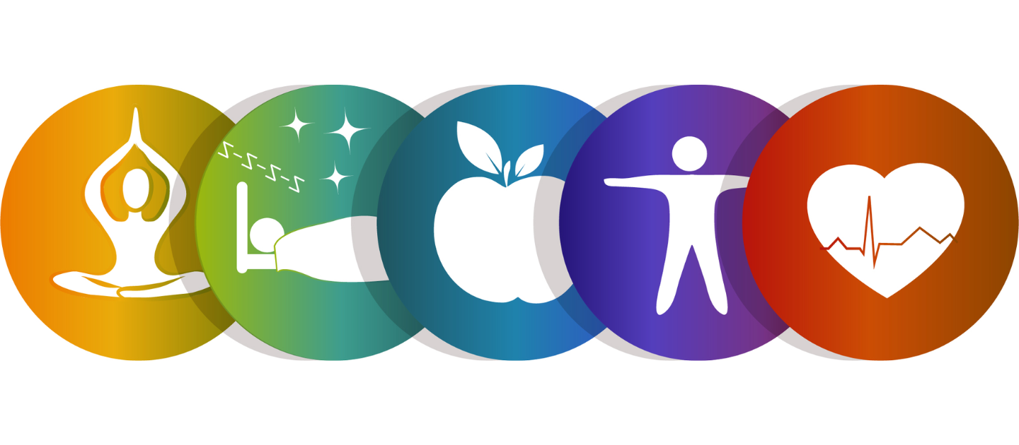 wellness group of colorful circles with symbols